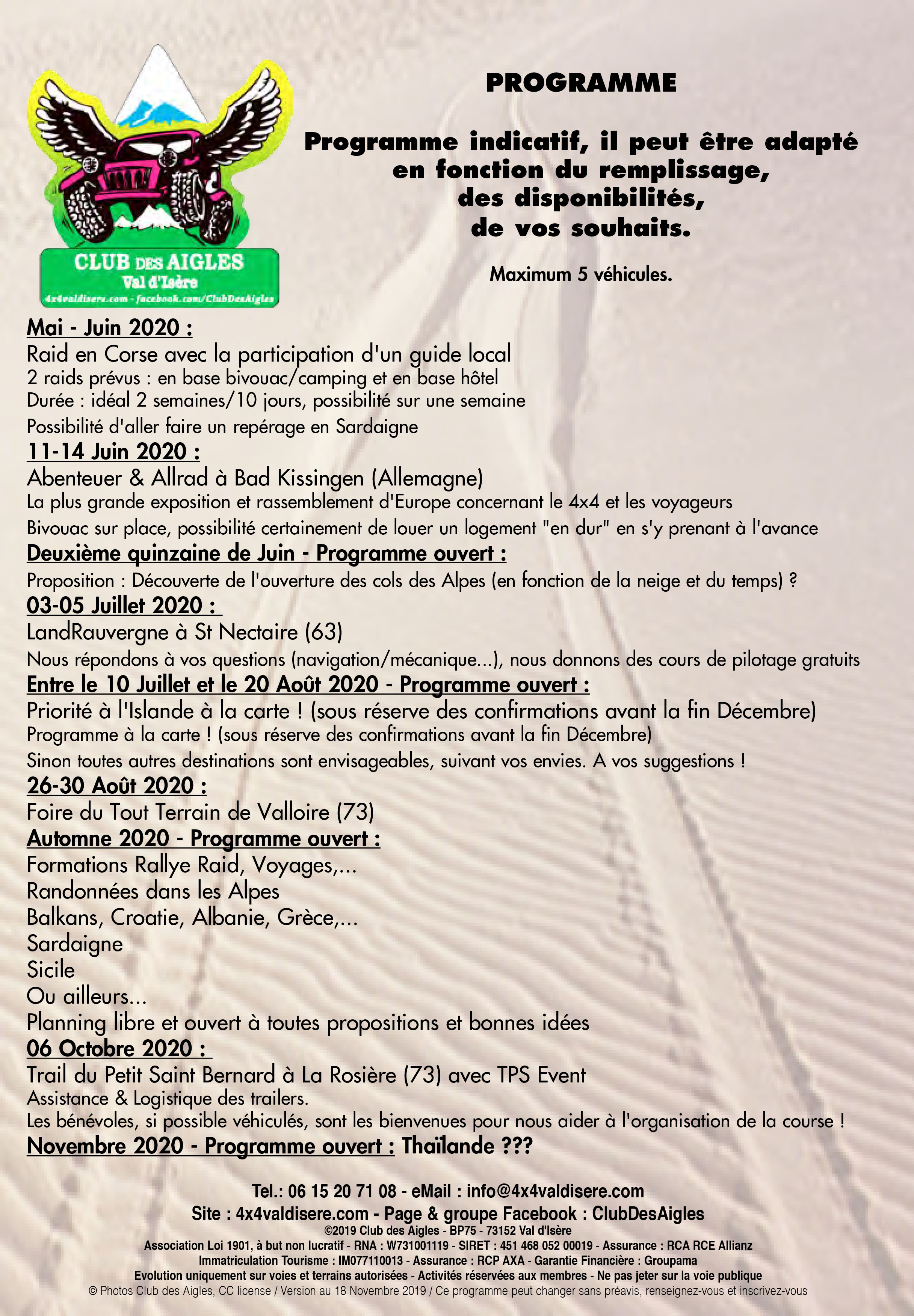 Programme du Club
